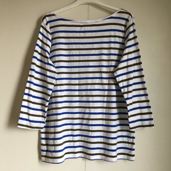 Talbots Cotton Modal Stripes & Lace Tie Up Top - Picture 2 of 14